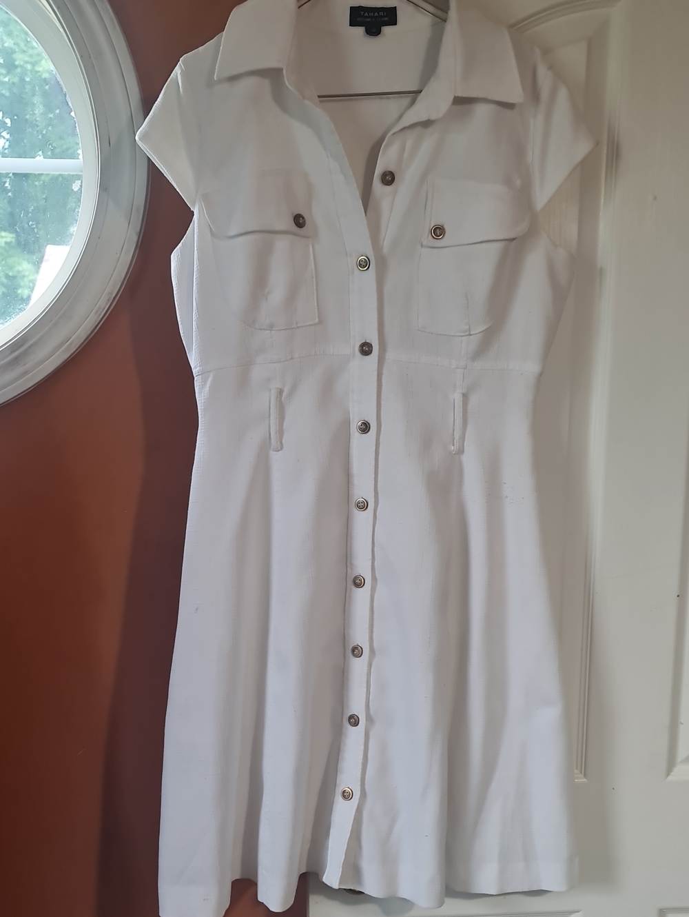 Tahari Button-Front WHITE Flowy 🤍 Summer Dress Sz. 10